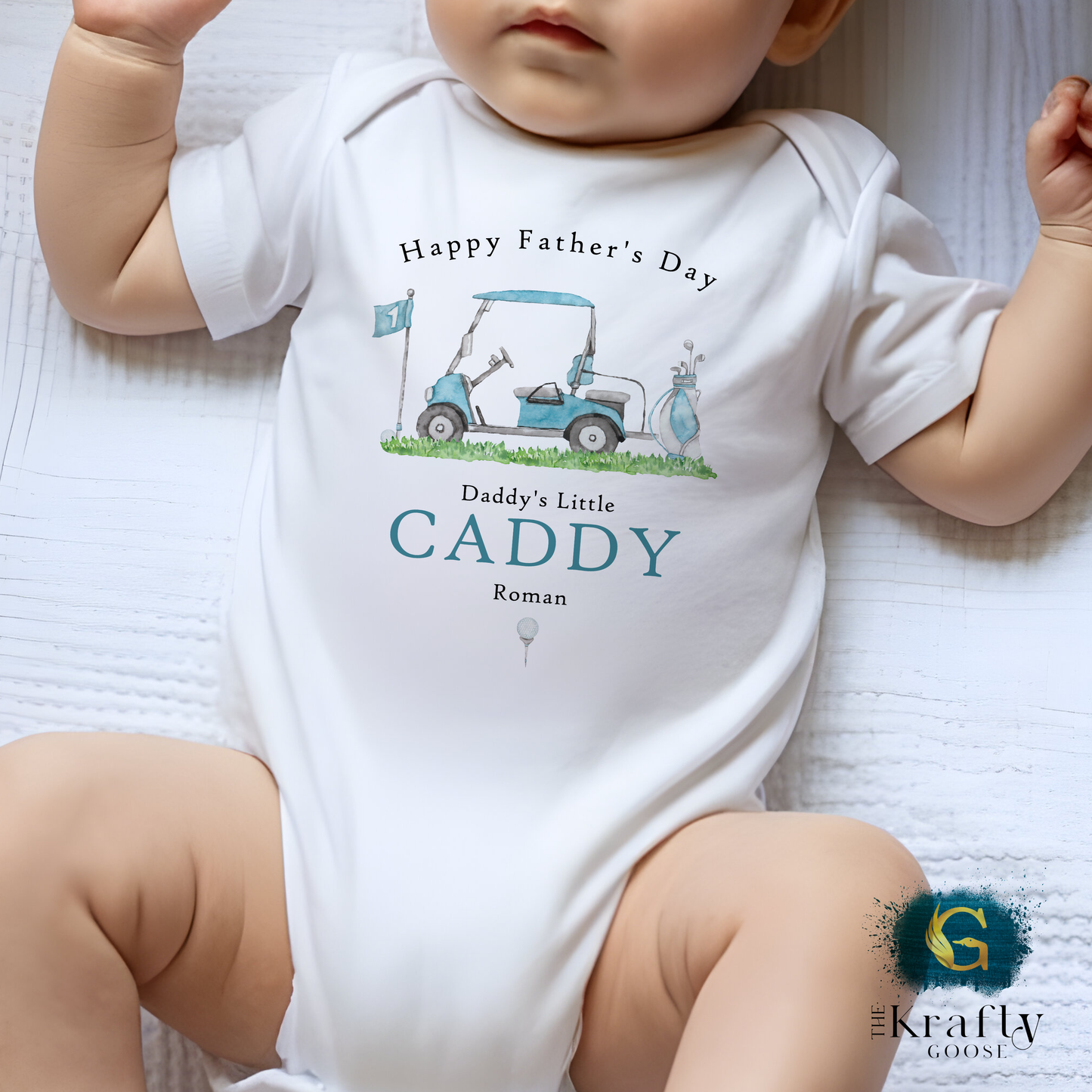 Daddy's Little Golf Caddy - Blue Happy Father's Day - T-Shirt - Vest - Sleepsuit Romper - Sweater