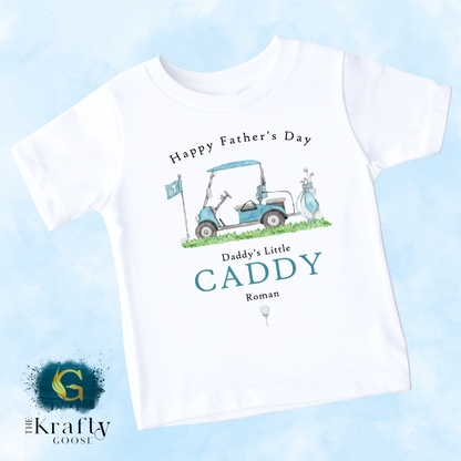 Daddy's Little Golf Caddy - Blue Happy Father's Day - T-Shirt - Vest - Sleepsuit Romper - Sweater