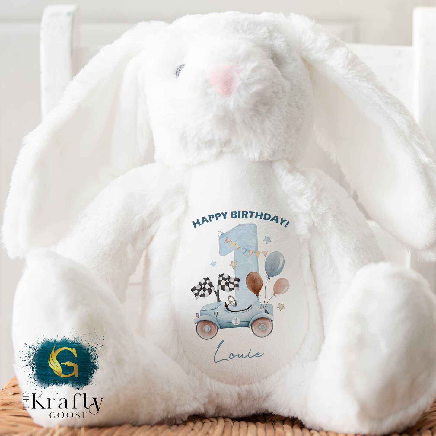 1st Birthday Bunny - Race Car 1st Birthday Bear
