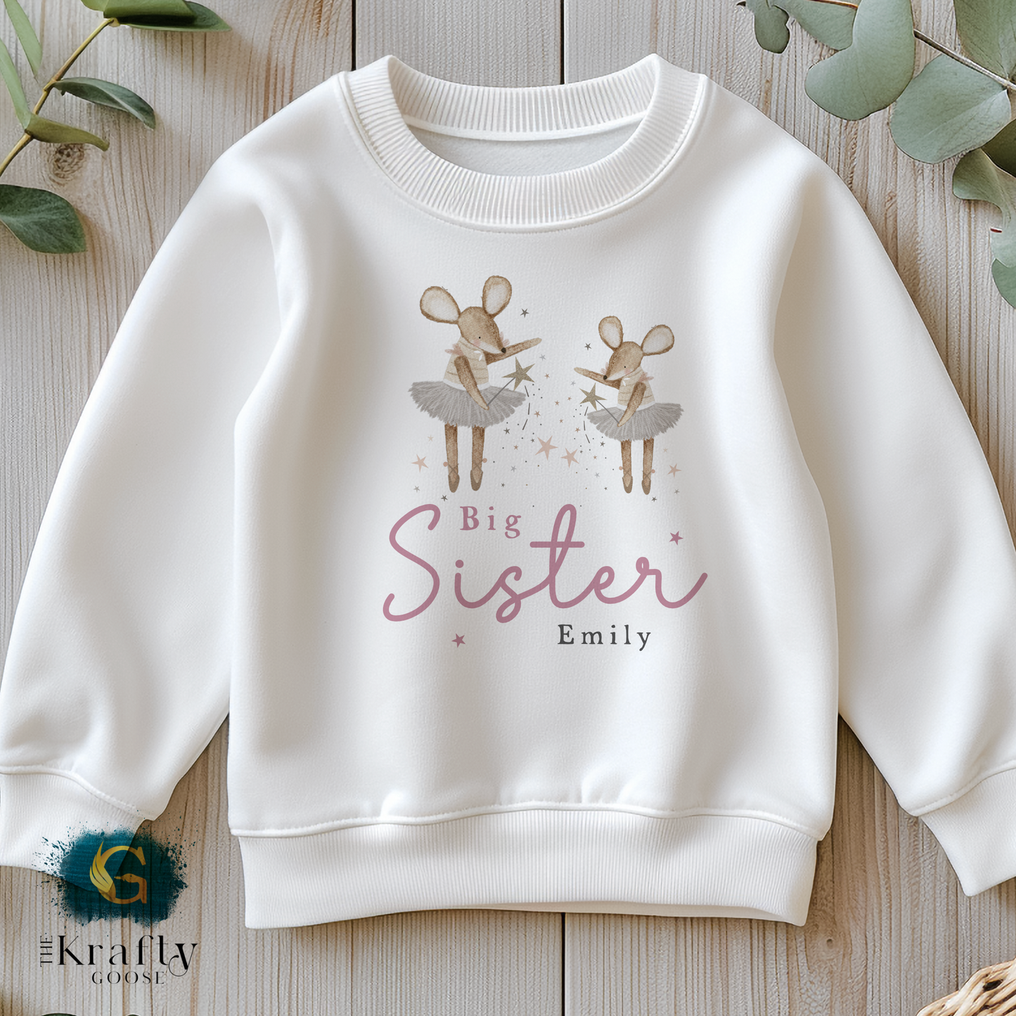 Matching Sister Outfit - Ballerina Mouse - T-Shirt, Sweatshirt, Baby Romper Vest Bib