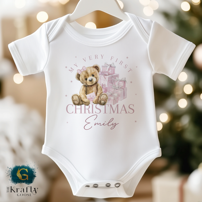 My Very First Christmas - Pink Bear Design