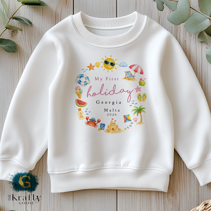 My First Holiday - Summer Wreath - T-Shirt - Vest - Sleepsuit Romper - Sweater