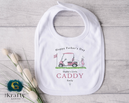 Daddy's Little Golf Caddy - Pink Happy Father's Day - T-Shirt - Vest - Sleepsuit Romper - Sweater