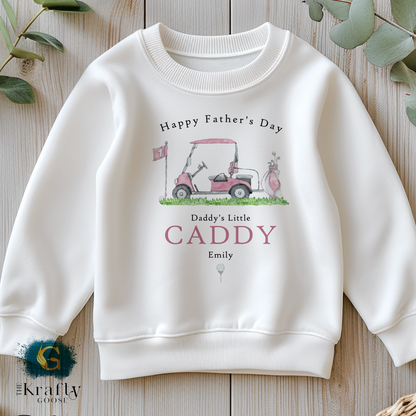Daddy's Little Golf Caddy - Pink Happy Father's Day - T-Shirt - Vest - Sleepsuit Romper - Sweater