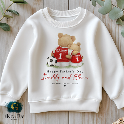 Football Bear Father's Day - T-Shirt - Vest - Sleepsuit Romper - Sweater