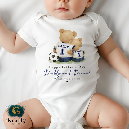 Football Bear Father's Day - T-Shirt - Vest - Sleepsuit Romper - Sweater