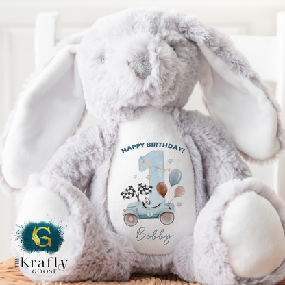 1st Birthday Bunny - Race Car 1st Birthday Bear