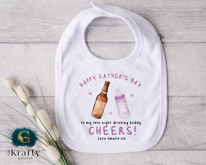 Cheers Daddy Happy Fathers Day - Pink - T-Shirt - Vest - Sleepsuit Romper - Sweater