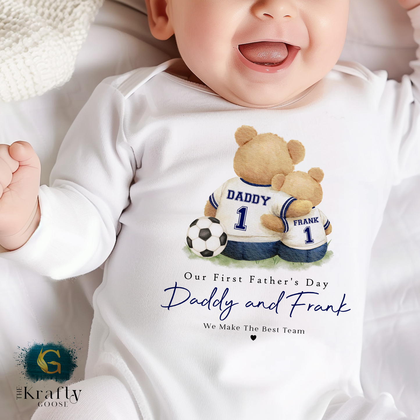 Football Bear Father's Day - T-Shirt - Vest - Sleepsuit Romper - Sweater