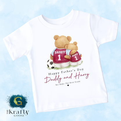 Football Bear Father's Day - T-Shirt - Vest - Sleepsuit Romper - Sweater