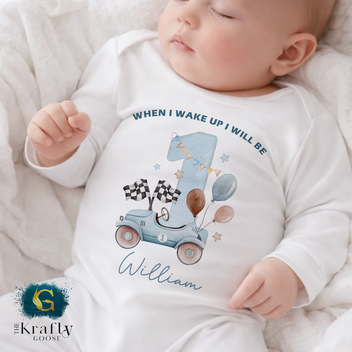 1st Birthday - When I Wake Up - Racing Car Design
