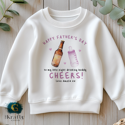 Cheers Daddy Happy Fathers Day - Pink - T-Shirt - Vest - Sleepsuit Romper - Sweater