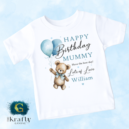 Happy Birthday Mummy - Teddy Bear - T-Shirt - Vest - Sleepsuit Romper
