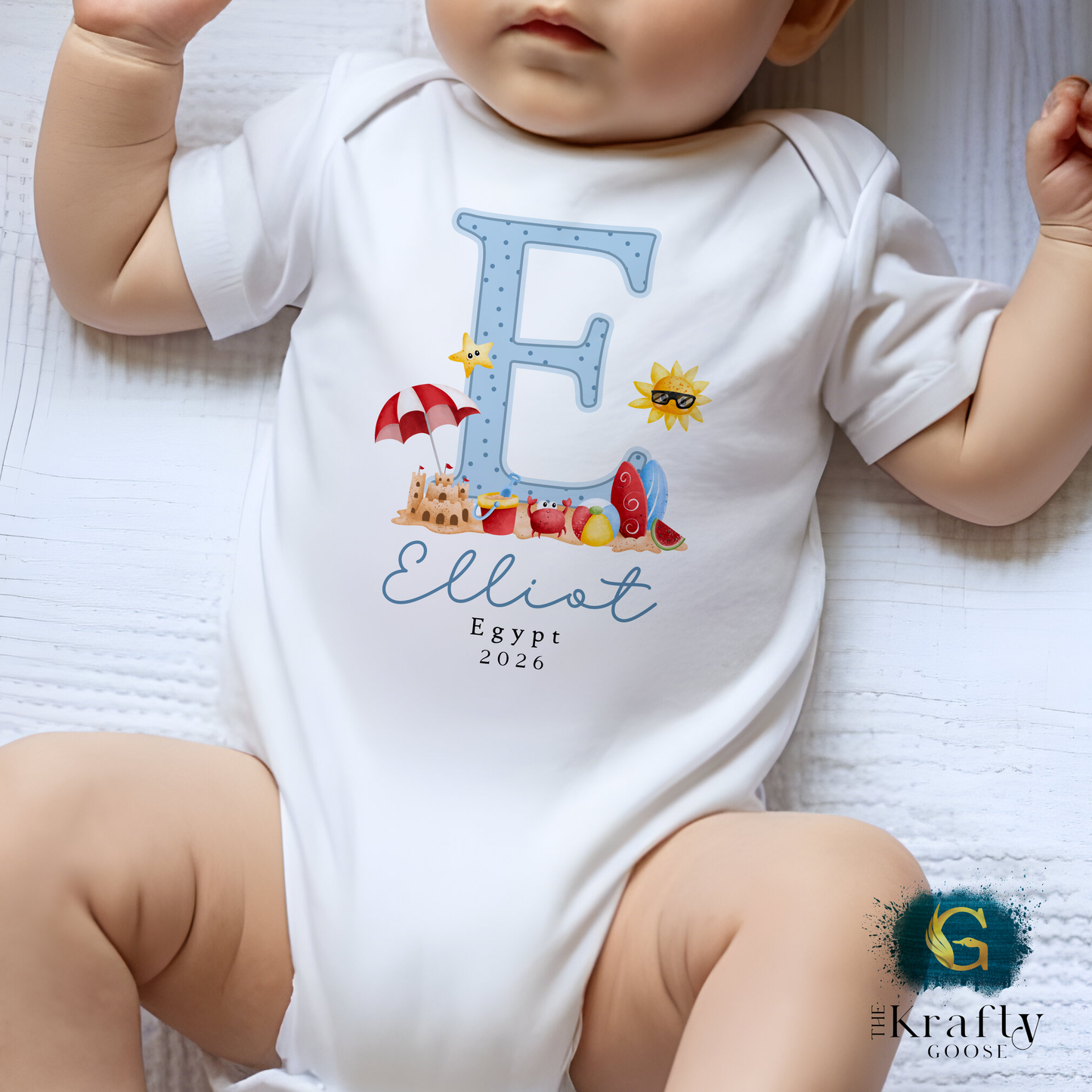 My First Holiday - Beach Scene - T-Shirt - Vest - Sleepsuit Romper - Sweater