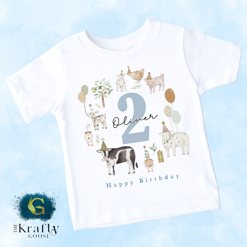 Farm Animals Birthday Outfit - T-Shirt, Sweatshirt, Baby Romper Vest Bib