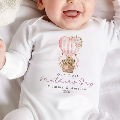 First Mother's Day Baby - Teddy Hot Air Balloon Design