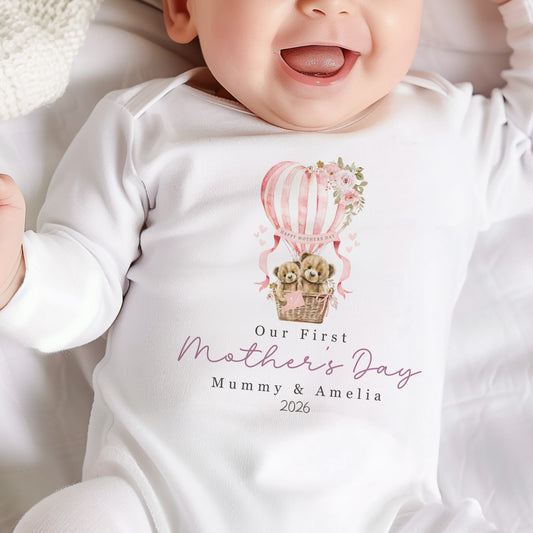 First Mother's Day Baby - Teddy Hot Air Balloon Design