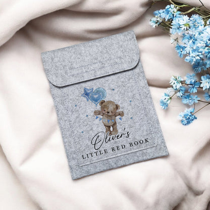 Pink or Blue Bear Design - Little Red Book Holder
