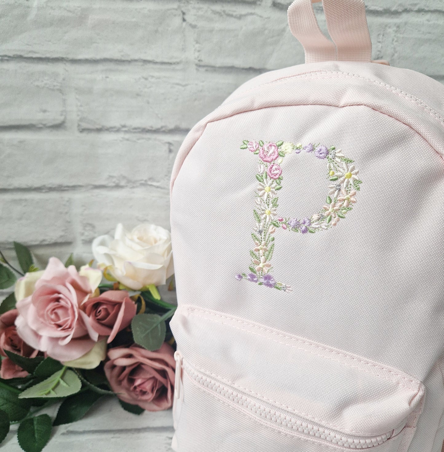 Large Floral Initial Backpack