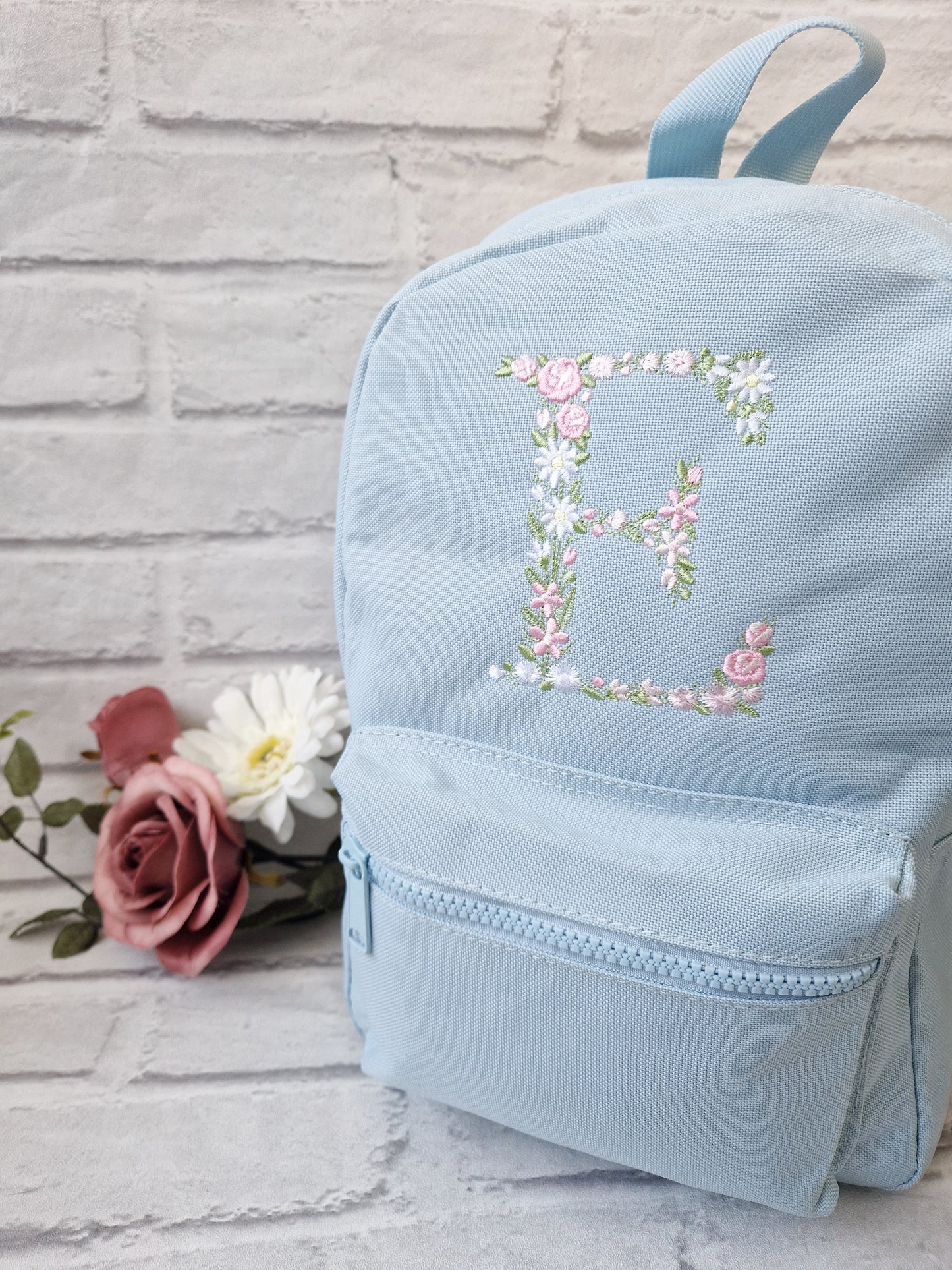 Large Floral Initial Backpack