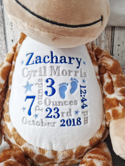 Embroidered Birth Announcement Soft Toy