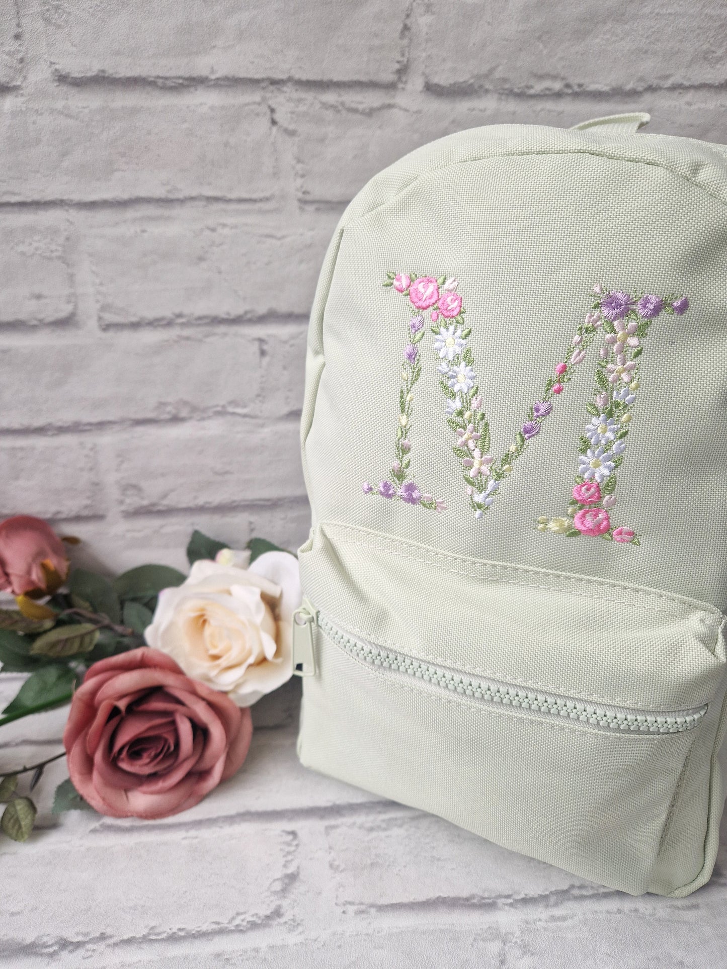 Large Floral Initial Backpack