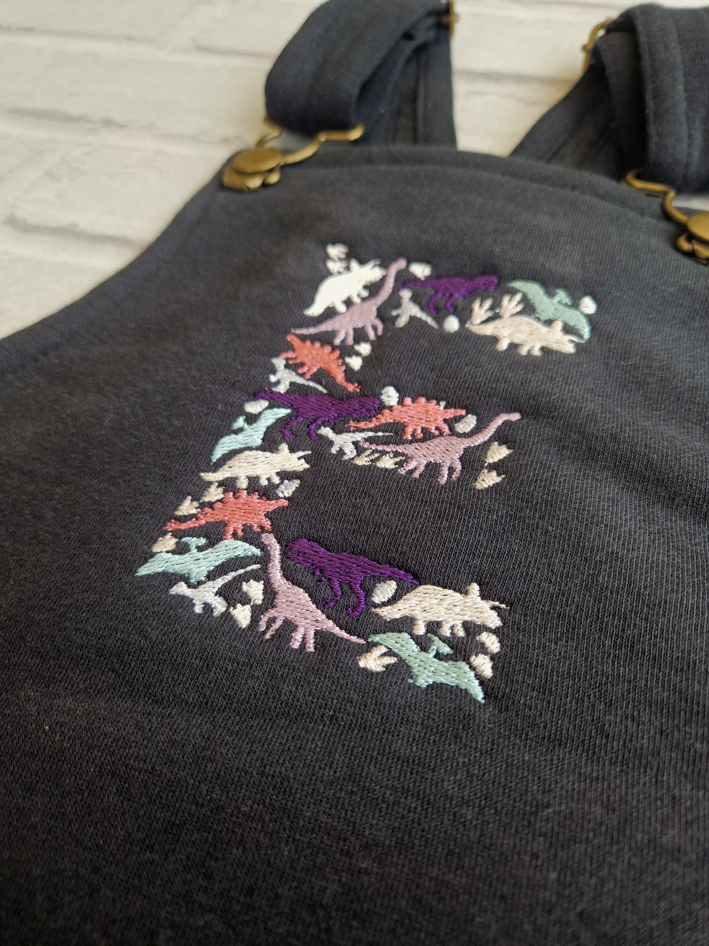 Dinosaur Initial Dungaree Dress