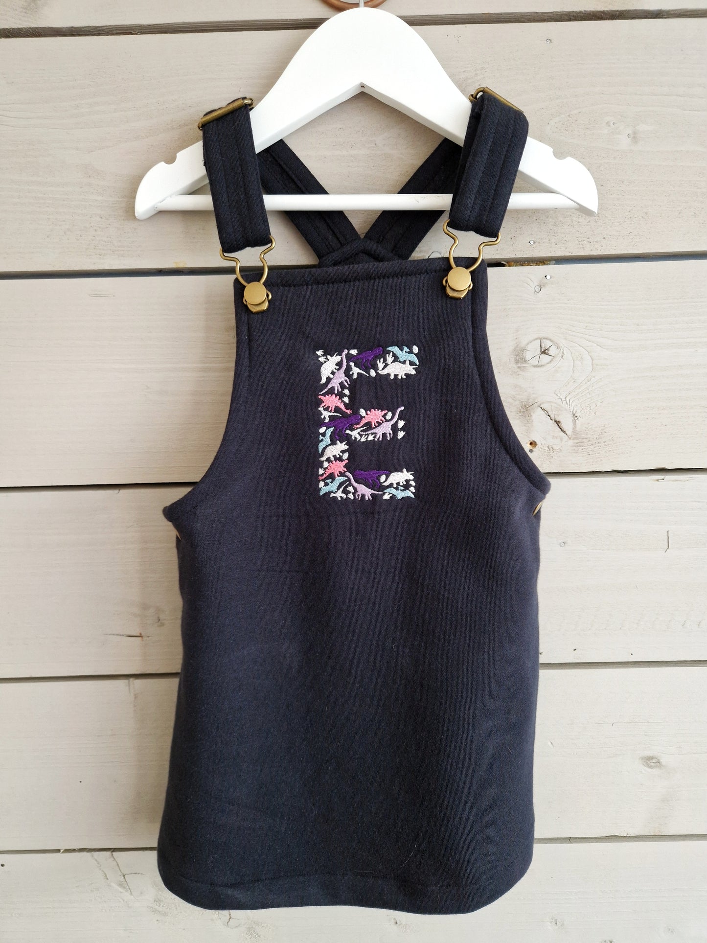 Dinosaur Initial Dungaree Dress