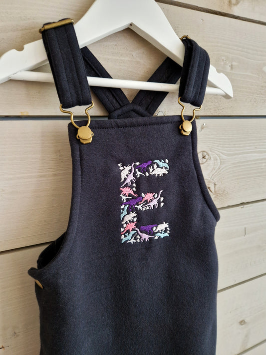 Dinosaur Initial Dungaree Dress