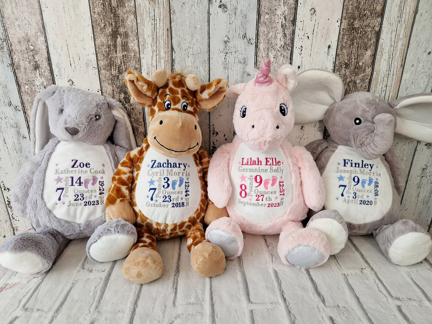 Embroidered Birth Announcement Soft Toy