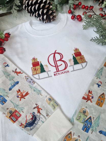 Mini Sleigh Monogram Christmas Pyjamas