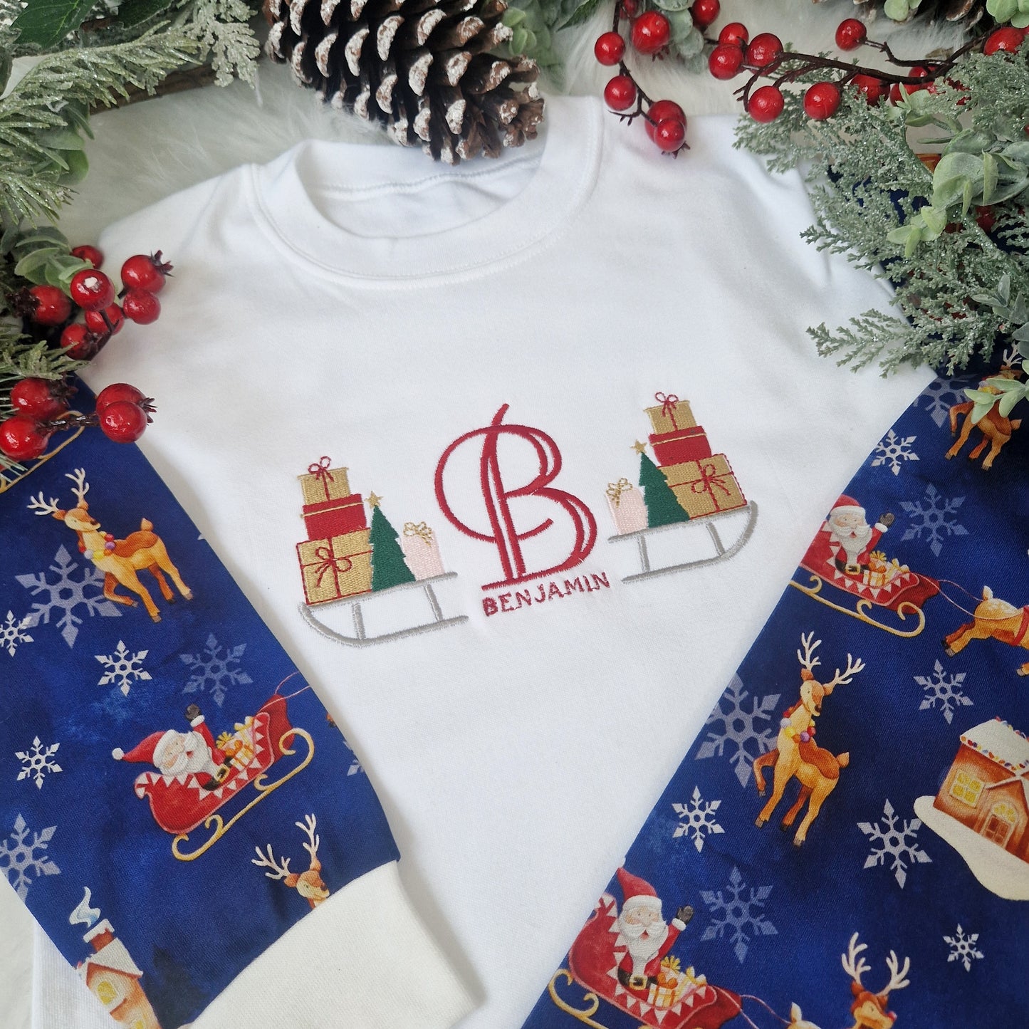 Mini Sleigh Monogram Christmas Pyjamas