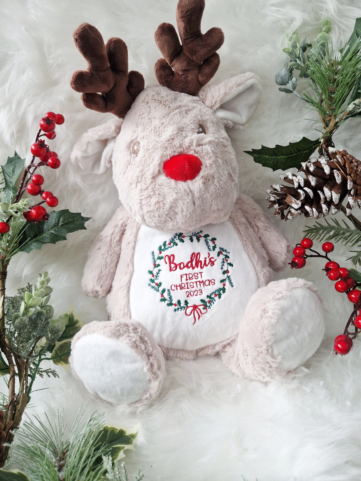 Embroidered First Christmas Large Soft Toy