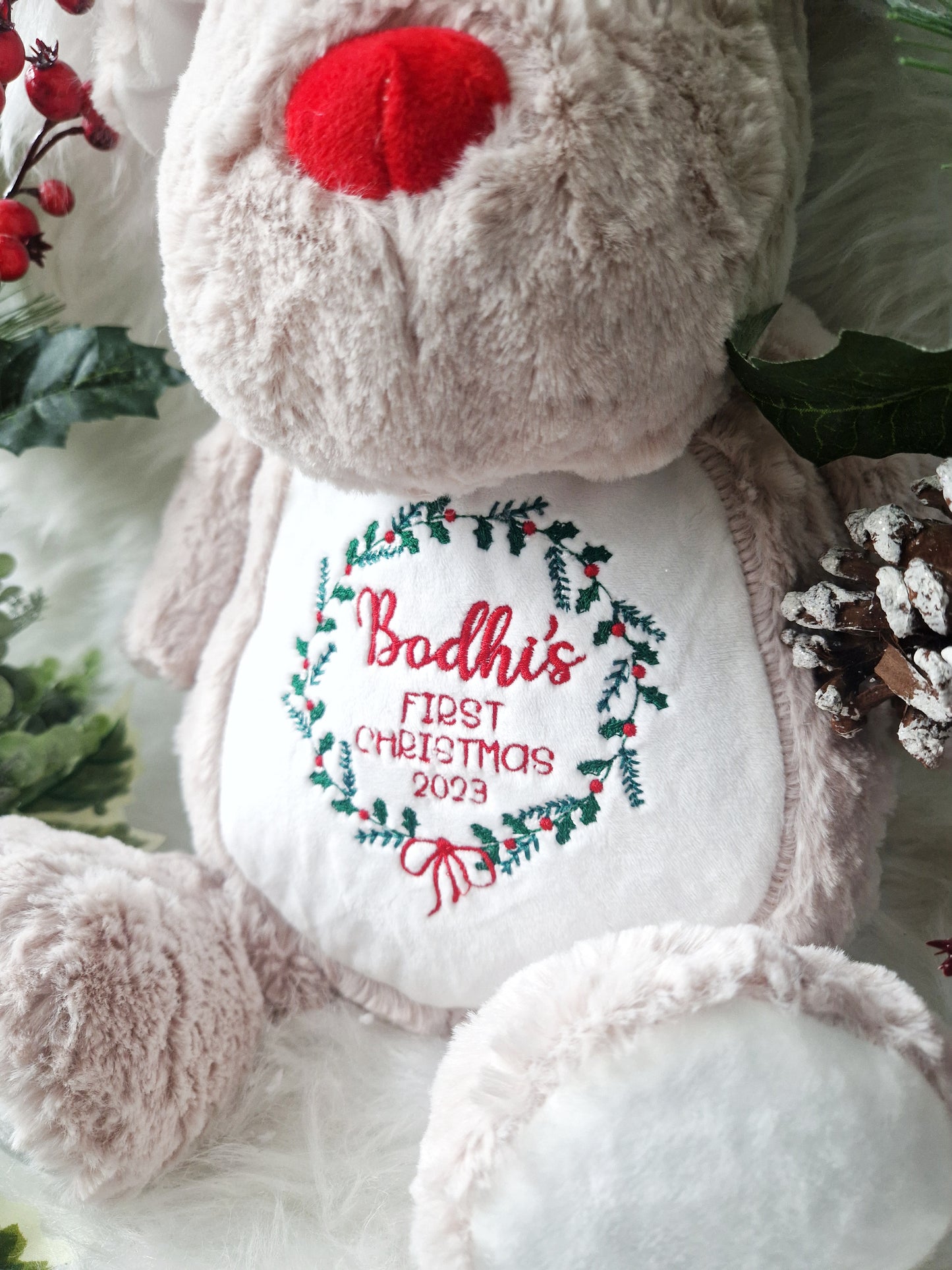 Embroidered First Christmas Large Soft Toy