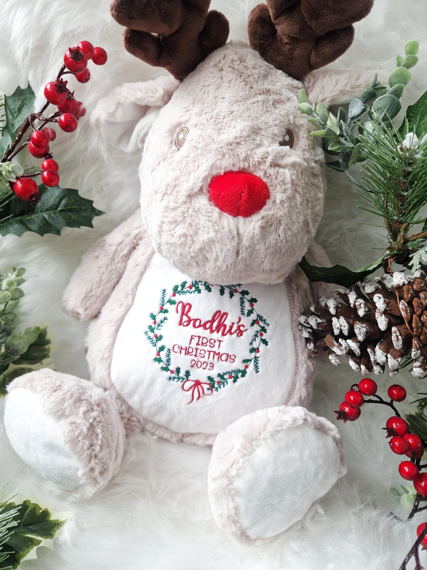 Embroidered First Christmas Large Soft Toy