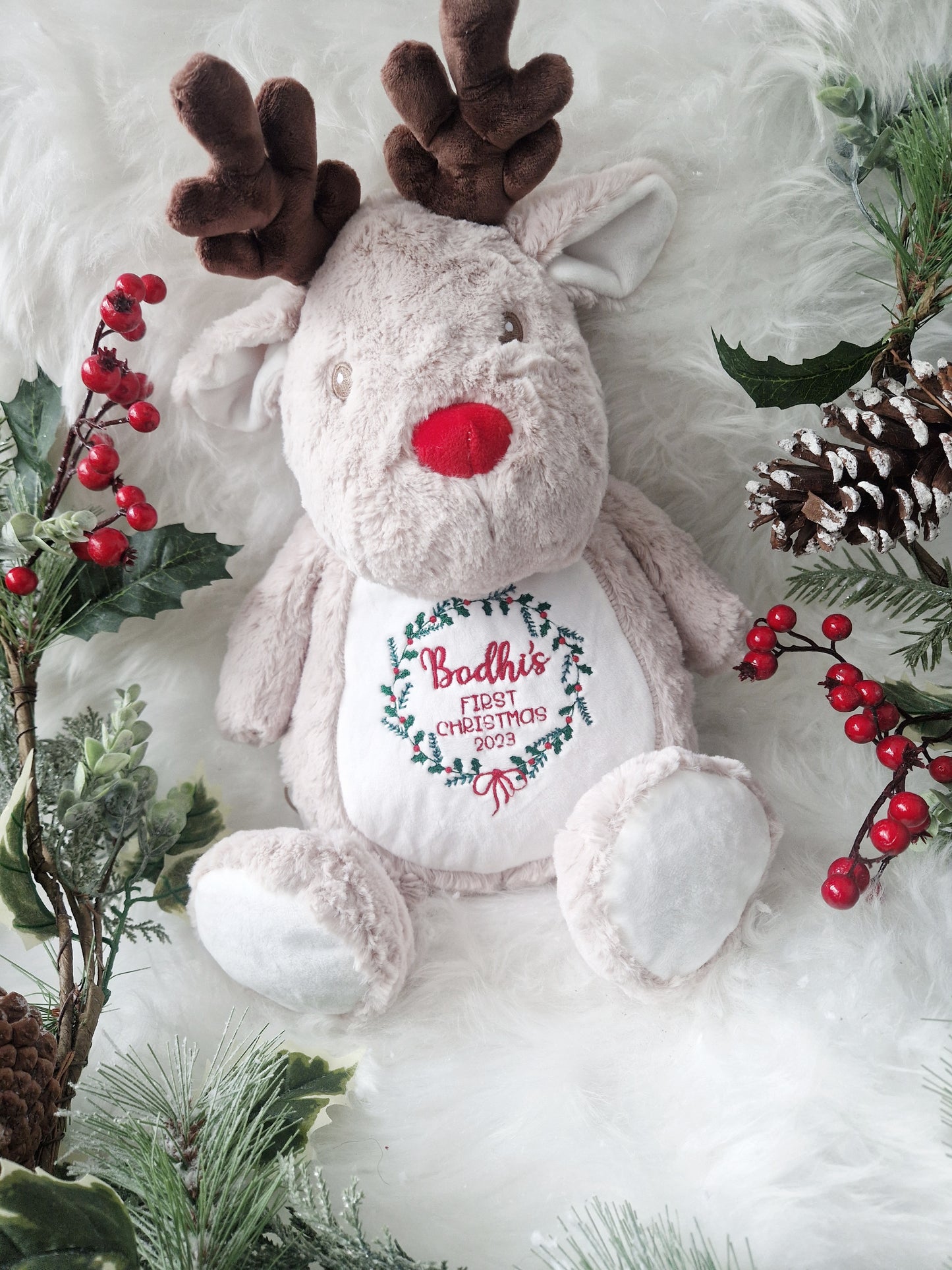 Embroidered First Christmas Large Soft Toy