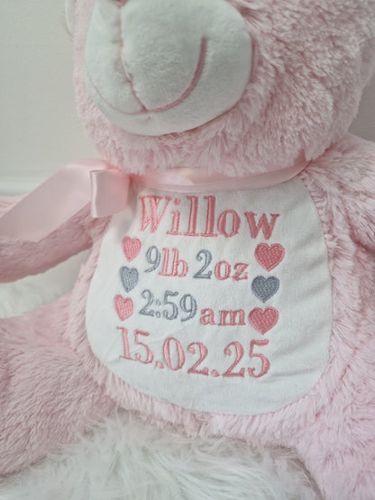 Embroidered Birth Announcement Soft Toy