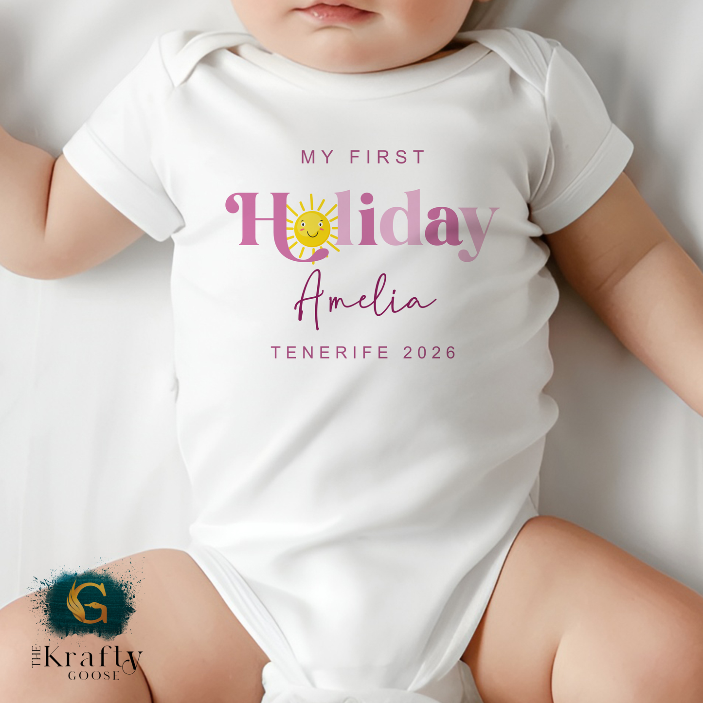 My First Holiday Baby Vest - Blue or Pink Design
