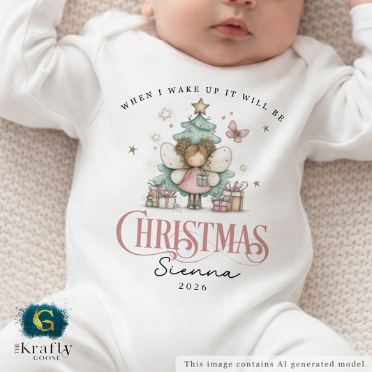 When I Wake Up - Christmas Romper - Fairy Design