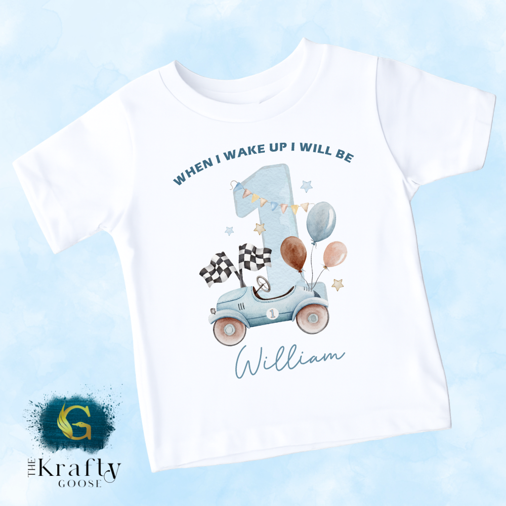 1st Birthday - When I Wake Up - Racing Car Design