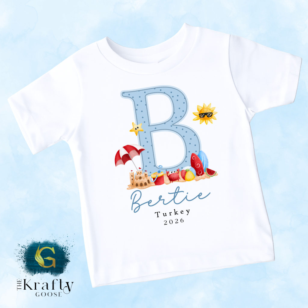 My First Holiday - Beach Scene - T-Shirt - Vest - Sleepsuit Romper - Sweater