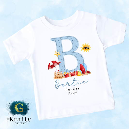 My First Holiday - Beach Scene - T-Shirt - Vest - Sleepsuit Romper - Sweater