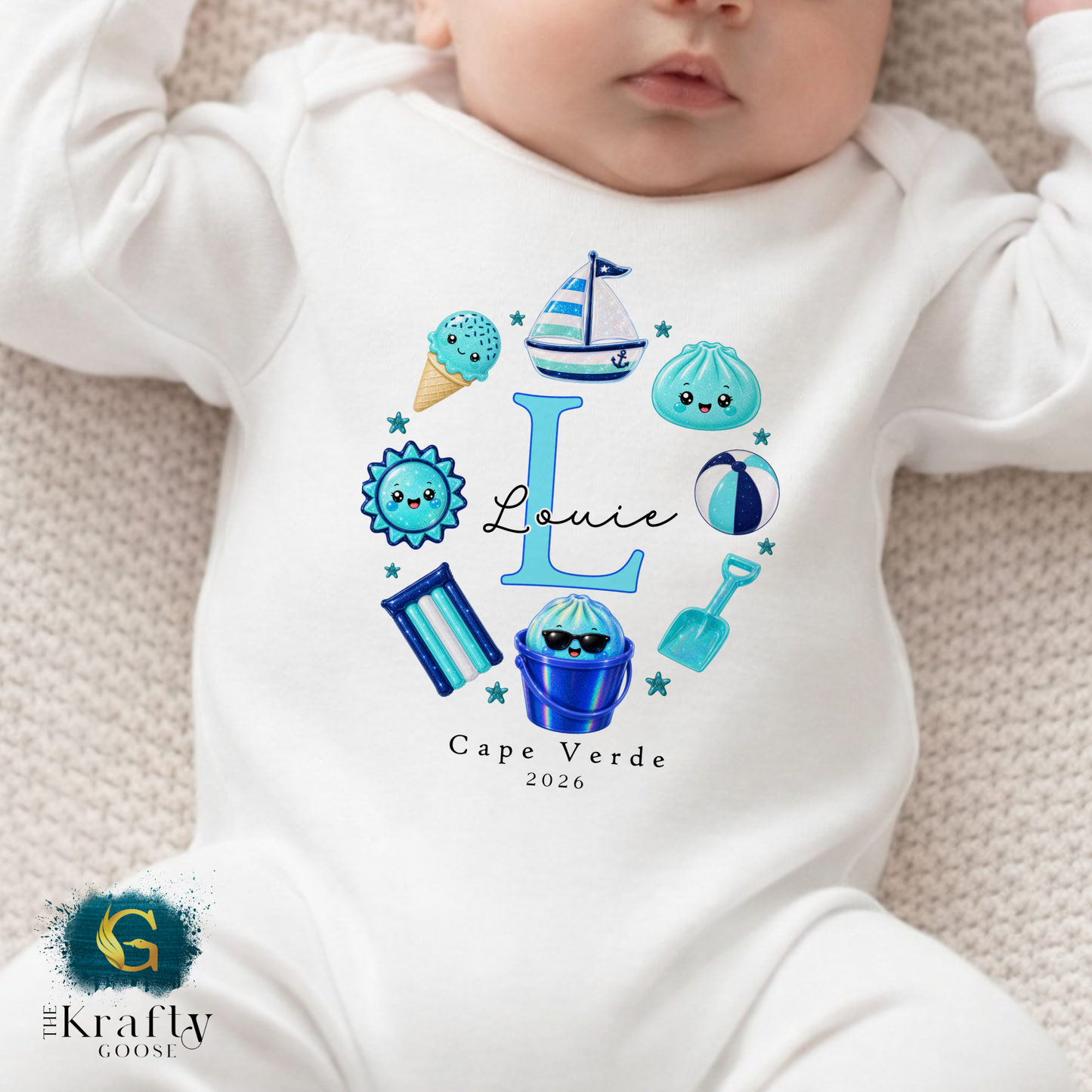 Little Dumpling Holiday - Blue Design - T-Shirt - Vest - Sleepsuit Romper - Sweater