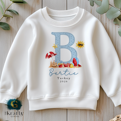 My First Holiday - Beach Scene - T-Shirt - Vest - Sleepsuit Romper - Sweater