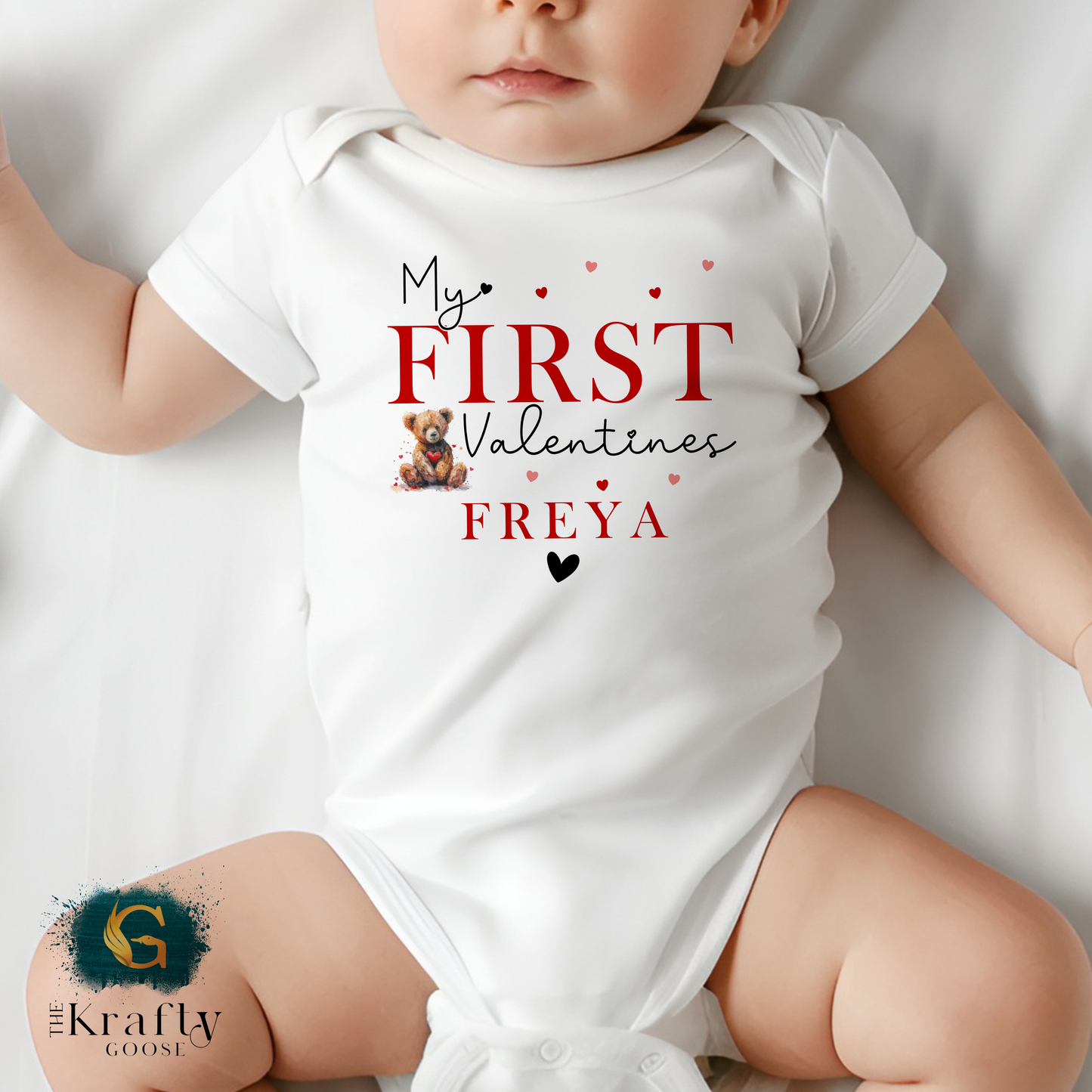 My First Valentines - Vintage Bear - Sleepsuit Romper - Vest - Bib