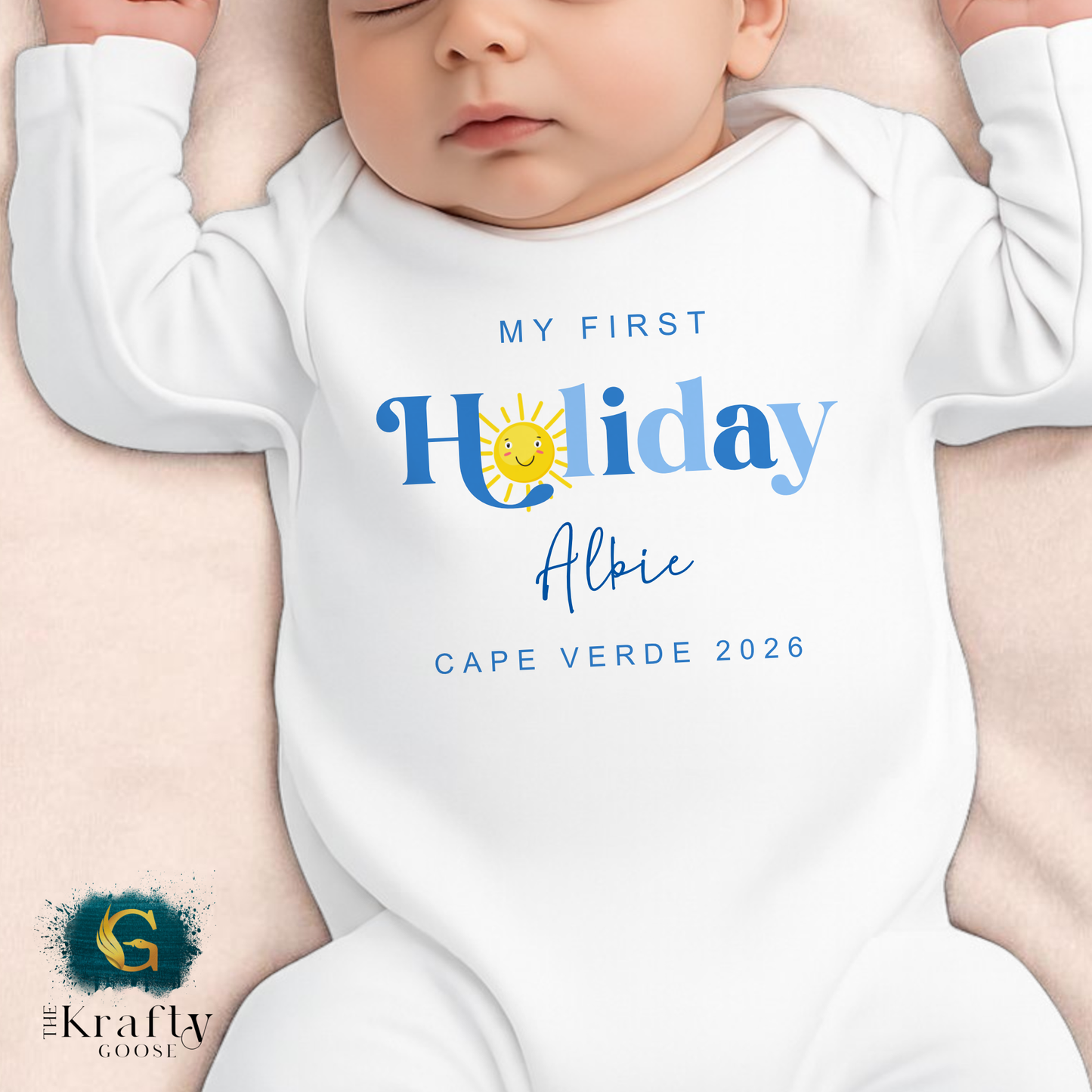My First Holiday Baby Vest - Blue or Pink Design