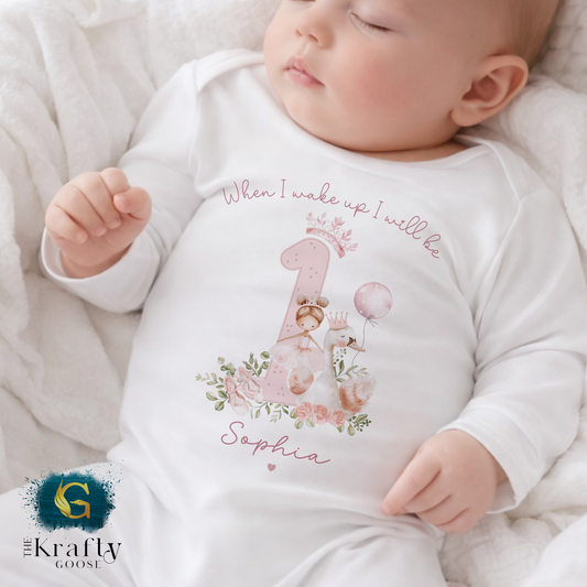 1st Birthday - When I Wake Up - Ballerina Swan Design