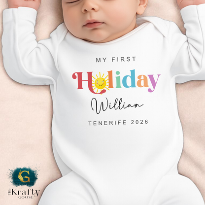My First Holiday Baby Vest - Colourful Design