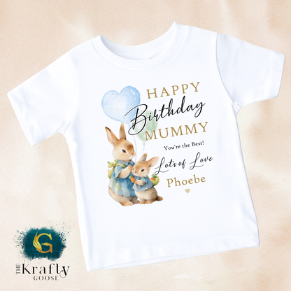 Happy Birthday Mummy - Rabbit Design - T-Shirt - Vest - Sleepsuit Romper