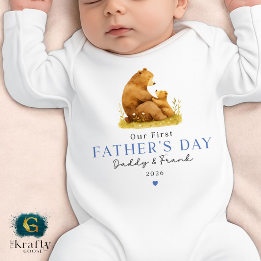 Our 1st Fathers Day Bears - T-Shirt - Vest - Sleepsuit Romper - Sweater